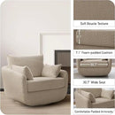 360° Swivel Accent Armchair, 39.3" Oversized, Sherpa Boucle Fabric Sofa Chair with Removable Back & Arm Pillows, Swivel Chair with Cozy Soft Padded, No Assembly Required (1, Camel) by CozyNest Decor