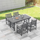 HDPE Patio Dining Set, 5-Piece Outdoor Table and Chairs with Umbrella Hole, Modern Outdoor Dining Set for 4, HDPE Outdoor Patio Furniture Dining Sets for Deck, Poolside, Porch, Smoke Gray by CozyNest Decor