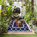 GENIMO 9' x 12' Outdoor Rug Waterproof for Patio Decor, Foldable Reversible Plastic Straw Area Rugs Mat for Camper, Outside Carpet for Rv, Deck, Porch, Picnic, Beach, Balcony, Blue & White by GreenHaven Gardens