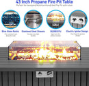 SereneLife 52 Inch Gas Fire Pit Table, 50,000 BTU Propane Pits for Outside with Steel Lid and Lava Rock, 2 in 1 Firepit Table Gatherings Parties on Patio Deck Garden Backyard by GreenHaven Gardens