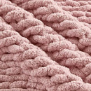 Carriediosa Chunky Knit Throw Blanket 60" X 80" Twin, 100% Hand Made Large Chenille Loop Yarn Soft Fluffy Throws for Couch Sofa Bed, Big Crochet Cozy Heavy Thick Cable Woven Blankets, Dusty Pink by CozyNest Decor