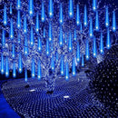 Christmas Lights Outdoor Meteor Shower Lights 24-Tube 576LEDs Snow Falling Rain Cascading Icicle Light for Xmas Tree Christmas Decorations Wedding Party Holiday Garden Decor, UL Plug Blue by CozyNest Decor