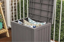 Suncast 22-Gallon Small Deck Box - Lightweight Resin Indoor/Outdoor Storage Container and Seat for Patio Cushions and Gardening Tools - Store Items on Patio, Garage, Yard - Stone Gray, Made in the USA by CozyNest Decor