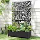 Raised Garden Bed with Trellis and Wheels,73"x47"x16" Metal Raised Garden Bed,Black Flowing Leaf Metal Planter with Climbing Trellis for Vines & Vegetables by GreenHaven Gardens