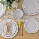 GBHOME Ceramic Dinnerware Sets,12 pcs Embossed Elegant Stoneware Plates and Bowls Sets, Housewarming Wedding Gift | Dishwasher & Microwave Safe | Dishes Set Service for 4 by CozyNest Decor
