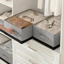 Linen Folding Storage Bins, 3 Pack Large Storage Baskets, Washable, Clothing Storage Bins with Handle, Closet Organizer for Storage Sweater,Sheets (gray black, 18½"x13½"x8½") by CozyNest Decor