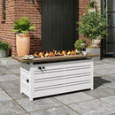 56 Inch Gas Fire Pit Table, 50,000 BTU Propane Pits for Outside with Removable Lid and Glass Fire Rocks, 2 in 1 Firepit Table Gatherings Parties on Patio Deck Garden Backyard, White by GreenHaven Gardens