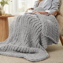 Amélie Home Chunky Knit Throw Blanket for Couch, Soft Chenille Crochet Blanket for Sofa, 50"x60", Light Grey by CozyNest Decor