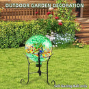 VOREEN 10-Inch Glass Gazing Ball, Outdoor Gazing Globe, Reflective Ball Yard Decoration for Homes, Patio, Lawn and Gardens, Gift for Mom Wife Friend, Phoenix Tail Design, Green by CozyNest Decor