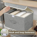 Storage Boxes, Collapsible Storage Bins with Lids, Cotton and linen cloth Storage Baskets with Handle, for Books, Closet, Bedroom, Home, 15x9.8x9.8 in, Grey by CozyNest Decor