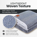 Gold Case Throw Blanket for Bed – 100% Recycled Turkish Cotton Bed Blanket – Decorative Throw Cotton Blankets for Living Room & Bedroom – Elegant Navy Blue Woven Queen Blankets – 90x90 by CozyNest Decor