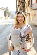 Beco Gemini Baby Carrier from Newborn to Toddler - Certified Ergonomic Newborn Baby Carrier for Infants and Children of 7-35 lbs - M Shape, Adjustable Seat, Breathable 3D Mesh (Cool Grey Geometric) by TinyTreasures Baby Boutique