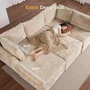 HOOOWOOO Modular Sectional Sofa,6 Pieces Sectional Couches for Living Room,98X98 L Shaped Cloud Couch with Ottoman Chaise Set(Beige Velvet Corduroy) by CozyNest Decor