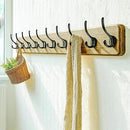 Dseap Coat Rack Wall: 38-1/4" Long, Patented, Heavy-Duty, 10-Double-Hooks Wooden Wall Mounted Coat Rack Coat Hanger Hook Rail for Winter Coats Hat Jacket Clothing, Weathered Brown by CozyNest Decor