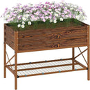 Outsunny Raised Garden Bed with Galvanized Steel Frame, Storage Shelf and Bed Liner, Elevated Planter Box with Legs for Vegetables, Flowers, Herbs, Dark Brown by GreenHaven Gardens