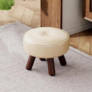Small Foot Stool 13in, Round Faux Leaher Ottoman Foot Rest for Living Room, Under Desk Footstool Foot Rest with Non-Skid Rubber Legs for Bedroom, Entryway, 13''L x 13''W x 10.2''H, White by CozyNest Decor