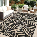 OLANLY Waterproof Outdoor Rug 9x12 ft, Reversible Outdoor Plastic Straw Rug with Leaf Pattern, RV Mat, Indoor Outdoor Carpet for Patio, Camping, Balcony, Deck, Backyard, Black & Beige by CozyNest Decor