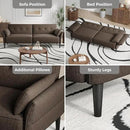 89” Futon Sofa Bed, Linen Comfy Futon Couch Bed with 2 Square Pillows, Convertible Sleeper Sofa with Adjustable Backrest& Armrests, Modern Loveseat Sleeper for Living Room, Bedroom, Brown by CozyNest Decor