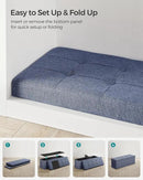 SONGMICS MAZIE Collection - 43 Inches Folding Storage Ottoman Bench, Ottoman Foot Rest, End of Bed Bench, Storage Chest, Load 660 lb, for Living Room, Bedroom, Entryway, Misty Blue ULSF077Q01 by CozyNest Decor