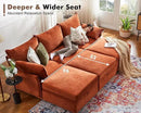 135.5" Oversized Modular Sectional Sofa, L Shaped Convertible Couch with Movable Ottoman, Large 6 Seat Corner Couches for Living Room Deep Seat Terracotta Orange Chenille by CozyNest Decor