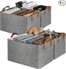 GRANNY SAYS Closet Storage Baskets, Collapsible Fabric Storage Bins with Metal Frame, Clothes Organizer Bins, Large Baskets for Shelves, Gray, 4-Pack by CozyNest Decor
