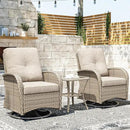 Joyside Outdoor Swivel Rocker Chairs, 3 Piece Wicker Patio Set with Thick Cushion and Side Table, Rattan Patio Swivel Rocking Chairs for Porch, Deck Use (Natural/Beige, 3 PCS) by GreenHaven Gardens