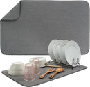S&T INC. Dish Drying Mat Jumbo, 18” x 30”, Absorbent Microfiber Kitchen Counter Mat, Dish Drying Pad for Dishes, Utensils, Pots and Pans, Jumbo, Charcoal by CozyNest Decor