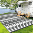 Outdoor Plastic Straw Rug 9x18 Waterproof Outside Rug, Large Modern Striped Reversible Floor Mats, Foldable & Lightweight Camping Carpet for Patio, Porch, Deck, Backyard, Balcony, Grey by CozyNest Decor