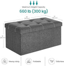 SONGMICS Mazie Collection - 30 Inches Ottoman Storage Bench, 21 Gal. Folding Chest with Breathable Linen-Look Fabric, Load up to 660 lb, for Entryway, Living Room, Bedroom, Dark Gray ULSF001G01 by CozyNest Decor