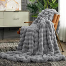 Cozy Bliss Faux Fur Throw Blanket for Couch, Fuzzy Soft Plush Thick Bubble Blanket for Sofa Bedroom Living Room,50 * 60 Inches Light Grey by CozyNest Decor