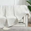 jinchan Boho 100% Cotton Blanket Muslin Twin Size 60x80 Inches Lightweight 3-Layer Geometric Square Pattern Reversible Quilt Throw Soft Breathable Comfy All Seasons for Couch Bed Decor, Light Grey by CozyNest Decor