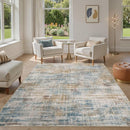 Area Rug for Living Room: 6x9 Washable Neutral Abstract Modern Soft Rugs Non Slip Indoor Floor Stain Resistant Large Carpet for Bedroom Dining Room Office Nursery - Blue Brown by TinyTreasures Baby Boutique
