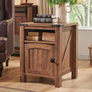 OKD Nightstand with Charging Station Set of 2, 18 Inchs Farmhouse End Table with Adjustable Storage Shelf, Rustic Wood Sofa Side Table for Living Room, Bedroom by CozyNest Decor