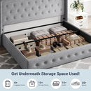 Allewie King Size Lift Up Storage Bed, Button Tufted Headboard with Wingback, Hydraulic Support, No Box Spring Needed, Light Grey by CozyNest Decor