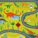 KC Cubs 3x5 Dinosaur Toy Car Dino Road Rug – Educational Play Mat Carpet for Kids, Toddlers, Nursery, Classroom, Playroom, Baby Daycare, Boys & Girls by TinyTreasures Baby Boutique