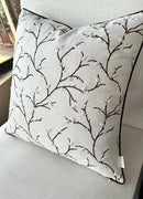 VAGMINE Embroidered Pussy Willow Throw Pillow Cover - 18x18 Inches Square - 100% Cotton Ivory Decorative Cushion Cover - Floral Embroidery - Soft Neutral Accent for Sofa, Bed, Couch, Farmhouse Décor by CozyNest Decor