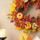 Glitzhome 24 inch Artificial Fall Wreath Decor, Autumn Maple Leaf Wreath for Front Door with Dahlia Pumpkin, Leaf and Berry Wreaths for Autumn Harvest Thanksgiving Halloween Decor by CozyNest Decor