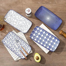Selamica Ceramic Serving Platters, 14 Inch Serving Trays for Party Entertaining, Large Rectangular Serving Plates for Appetizer, Charcuterie, Dessert, Fruit, Set of 4, Vintage Blue by CozyNest Decor