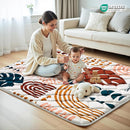 Baby Play Mats for Floor, 71x59 Playpen Mat for Babies, Extra Thicker & Soft Floor Crawling Mat, Foldable Non-Slip Playmat Cushioned for Infants Toddlers, Boho Leaf Design by TinyTreasures Baby Boutique