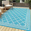 GAOMON Reversible Outdoor Rug 9'x18' Waterproof Plastic Straw Rug, Patio Rug, Large Modern Area Rug Carpet, Indoor Outdoor Rugs for Camping, Porch, Deck, Balcony, Backyard, Teal/White(Geometric) by CozyNest Decor