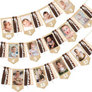 pinkblume 1st Birthday Burlap Photo Banner Garland Handmade Felt from Newborn to 12 Months with Gradient Brown Ribbon for Baby Boy Girl Monthly Milestones First Birthday Party Decoration Supplies by TinyTreasures Baby Boutique
