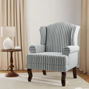 Accent Chair, High Back Upholstered Armchair with High Resilience Sponge & Wood Legs, Mid-Century Modern Comfy Single Sofa Reading Chairs for Living Room, Bedroom (Stripe Grey, Set of 1) by CozyNest Decor