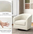 Swivel Barrel Accent Chair, Modern Round Linen Arm Chair for Living Room, Bedroom, Comfy Club Reading Chairs for Adults（Linen Fabric, Beige, Set of 4 by CozyNest Decor