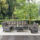 Outdoor Furniture Sectional Sofa L Shaped Couch - Patio Wicker Furniture Set with Coffee Table, 3 Piece Rattan Patio Conversation Sets with Gray Cushion for Deck Backyard Sunroom by GreenHaven Gardens