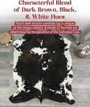 Natural Cowhide Rug for Home & Office Premium Dark Tricolor Cowhide Rug with Unique Dark Brown, Black & White Patterns- Cow Hide Rugs Made with Tanned Leather - Cow Hide Rugs 6x7-8 ft by CozyNest Decor