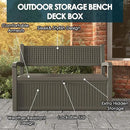 70 Gallon Storage Bench Deck Box for Patio Furniture with Armrest Bench Outdoor Storage by CozyNest Decor
