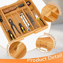 BAMEOS Bamboo Expandable Drawer Organizer, 5-7 Slots Kitchen Drawer Organizer, Adjustable Cutlery Tray for Utensils, Silverware & Flatware (Natural) by CozyNest Decor