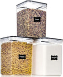 Large Food Storage Containers with Lids Airtight 5.2L /176Oz, for Flour, Sugar, Baking Supply, 3PCS BPA Free Plastic Canisters for Kitchen Pantry Organization by CozyNest Decor
