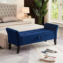 Furniliving Storage Ottoman Bench, Velvet Benches End of Bed Bench with Solid Wood Legs Upholstered Ottoman Bench with Storage Indoor Bench for Living Room with Rolled Arm, Entryway, NavyBlue by CozyNest Decor