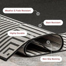 nuLOOM 5' x 8' Outdoor Area Rug, Casual Design With Striped Border, Stain Resistant, Highly Durable, For Patio, Balcony, Bedroom, Living Room, Dining Room, Bathroom, Black by CozyNest Decor